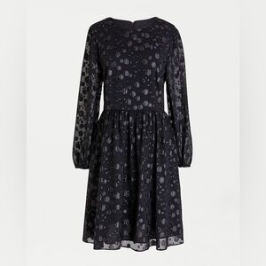 J Crew metallic dot jacquard black dress a line size 0